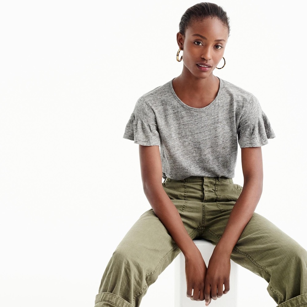 J. Crew Flutter Sleeve Tee - Gray